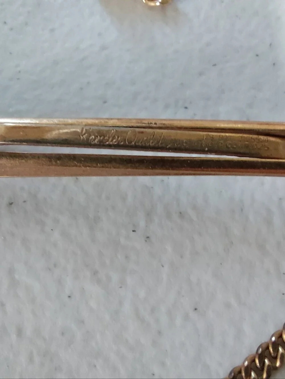 ​Vintage Estate Kreisler Tiger’s Eye Gold Tone Tie Chain Clasp Mid Century